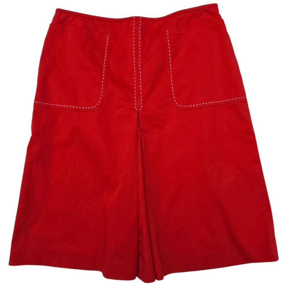 Ann Taylor Loft | Red A-Line Skirt with White Stitching | Size 2